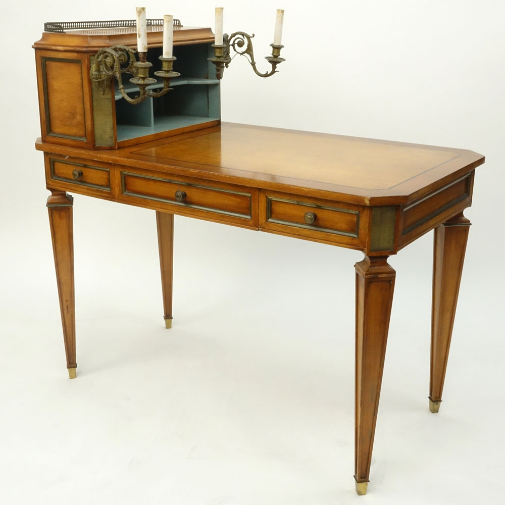 Second Quarter 20th Century Bureau Plat Cartonnier With Bronze Candelabra Mounts