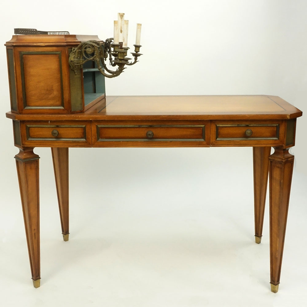 Second Quarter 20th Century Bureau Plat Cartonnier With Bronze Candelabra Mounts