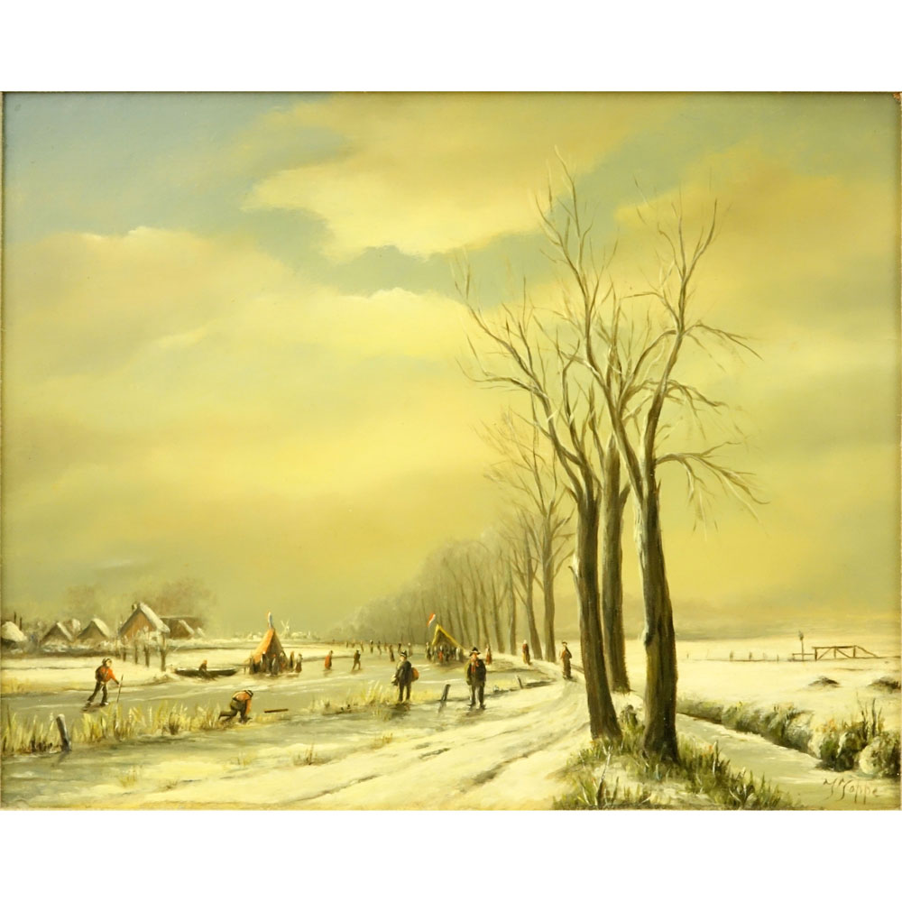 Jan Joppe (20th Century) Oil on Board "A Winter's Day" 