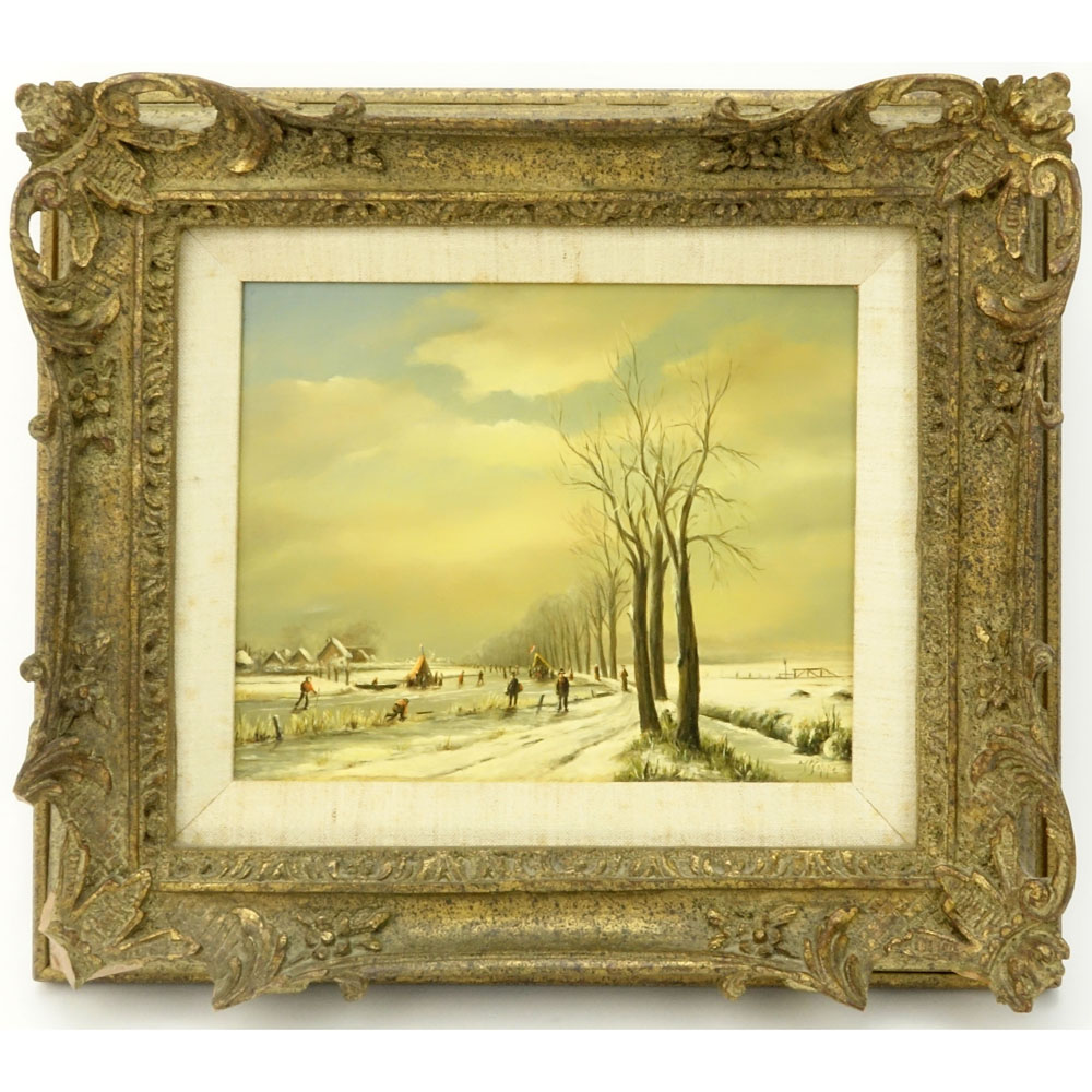 Jan Joppe (20th Century) Oil on Board "A Winter's Day" 