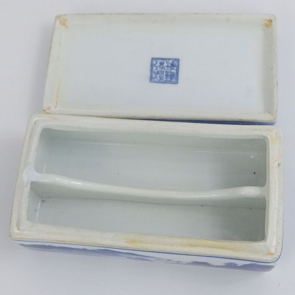 Vintage Chinese Blue and White Porcelain Box