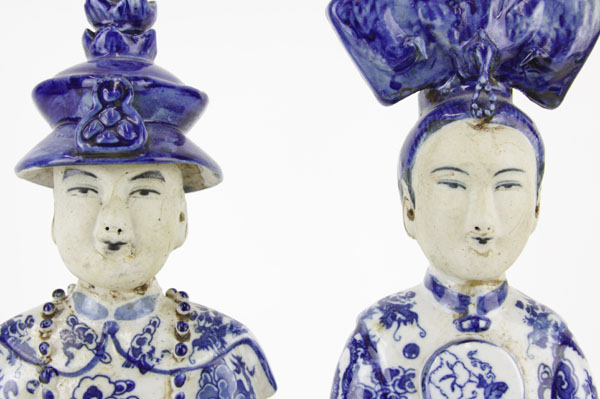 Two (2) 20th Century Chinese Blue and White Porcelain Seated Figures