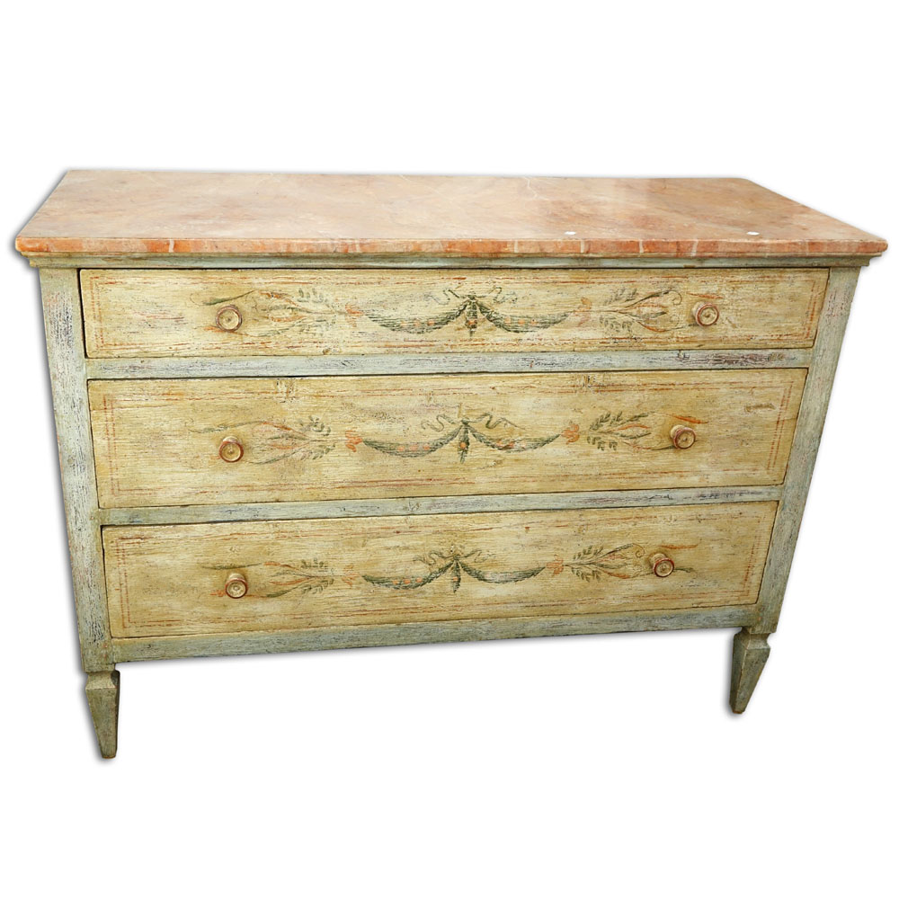 19/20th Century Probably Italian Large Painted Chest Of Drawers