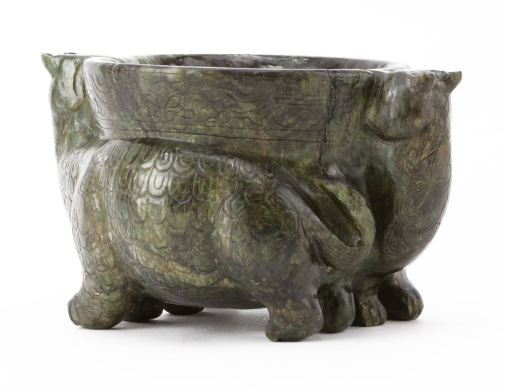 Pre-Colombian Jade Figural Vessel