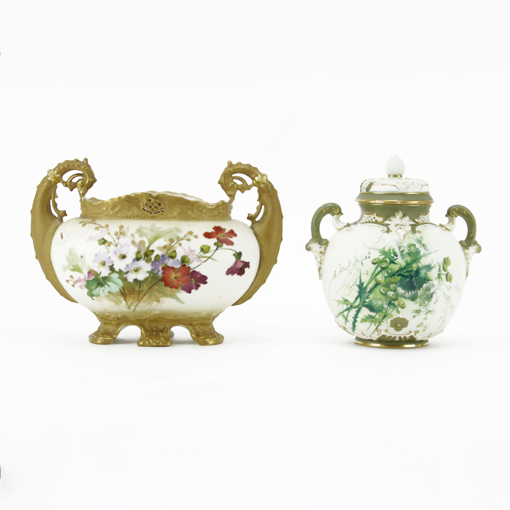 A Royal Worcester Porcelain Covered Urn and a Vienna Porcelain Vase