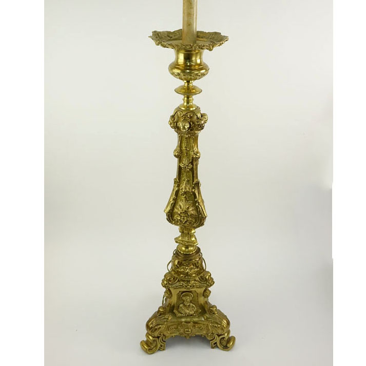 Antique Gilt Bronze Figural Candleholder, now as Lamp.