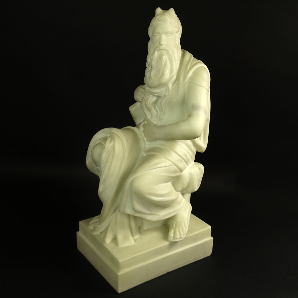 Mid 20th Century White Marble Sculpture "Michelangelo's Moses"