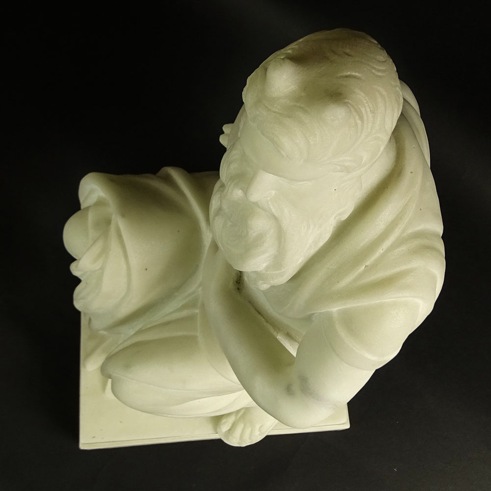 Mid 20th Century White Marble Sculpture "Michelangelo's Moses"