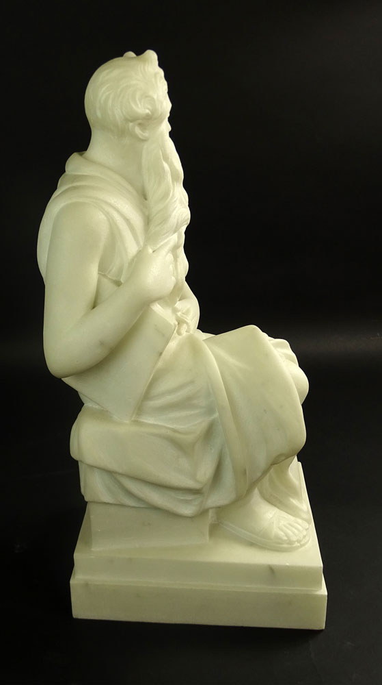 Mid 20th Century White Marble Sculpture "Michelangelo's Moses"