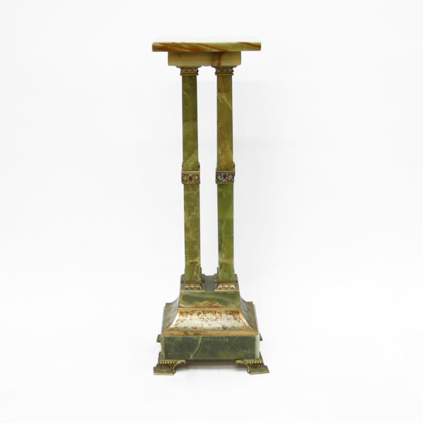 Antique Onyx and Champleve Pedestal