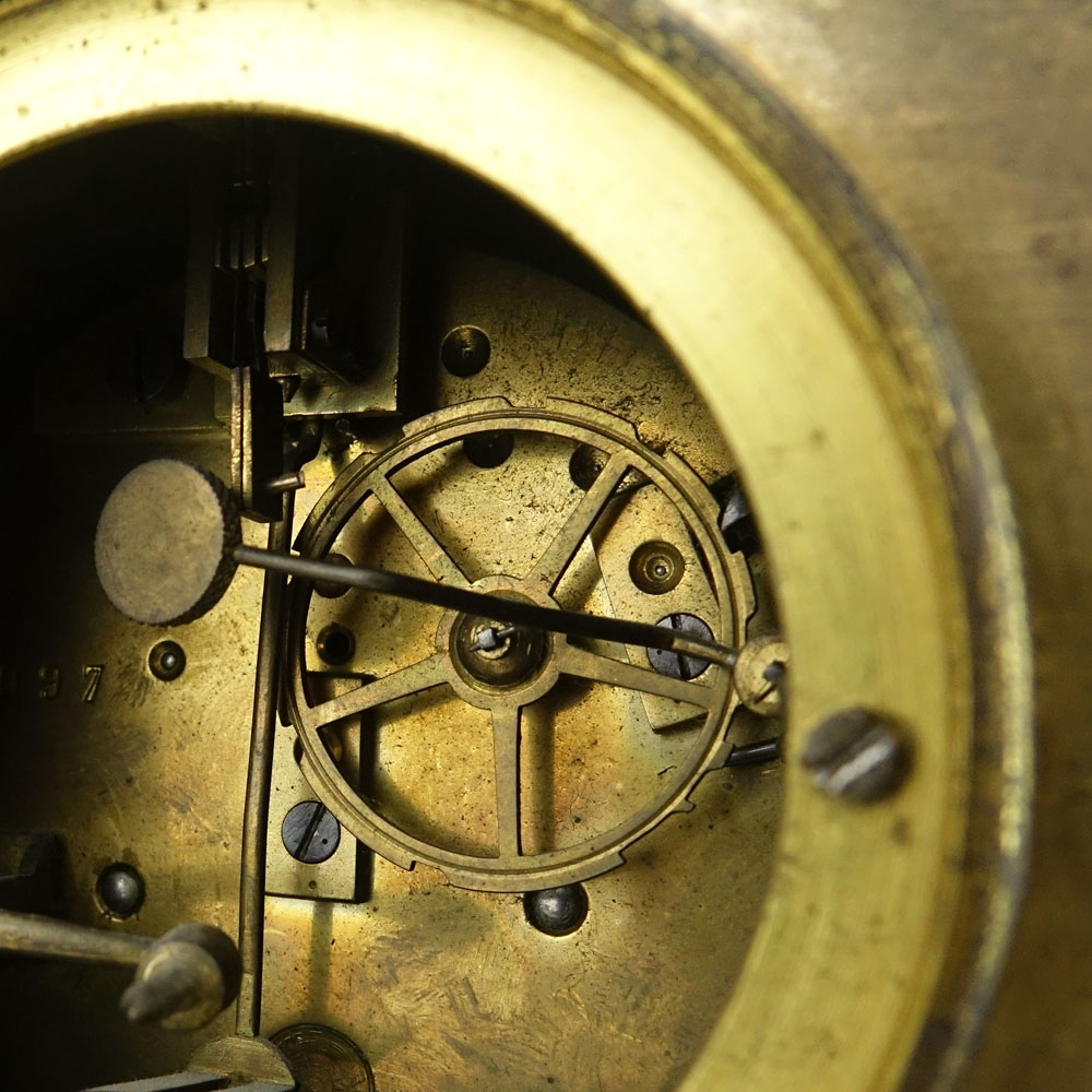 19th Century French Empire Style Gilt Bronze Figural Clock.