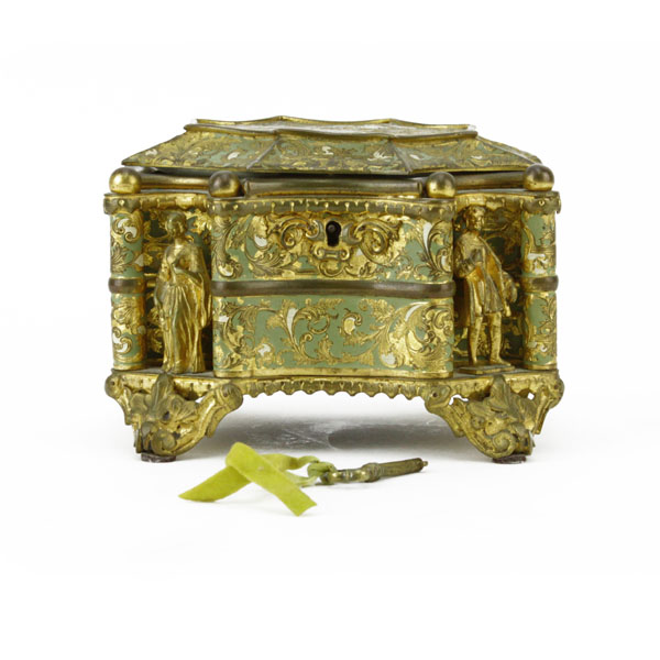 19th Century Tahan Paris French Gilt Bronze Jewelry Casket