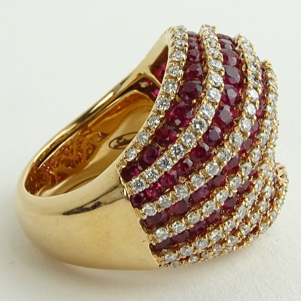 Lady's Salavetti 4.50 Carat Ruby, 1.75 Carat Diamond and 18 Karat Rose Gold Ring