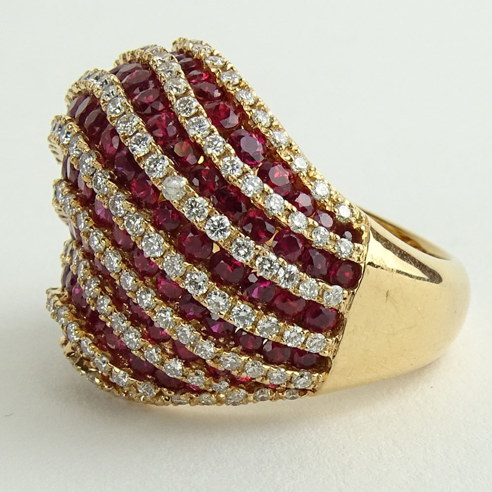 Lady's Salavetti 4.50 Carat Ruby, 1.75 Carat Diamond and 18 Karat Rose Gold Ring