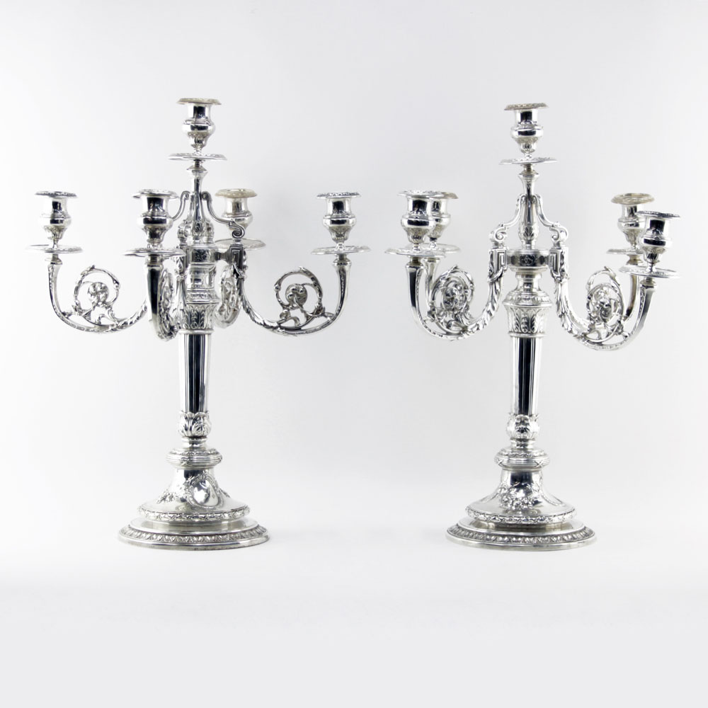 Impressive Pair Early 20th Century Gorham Spaulding & Co. Sterling Silver Candelabra.