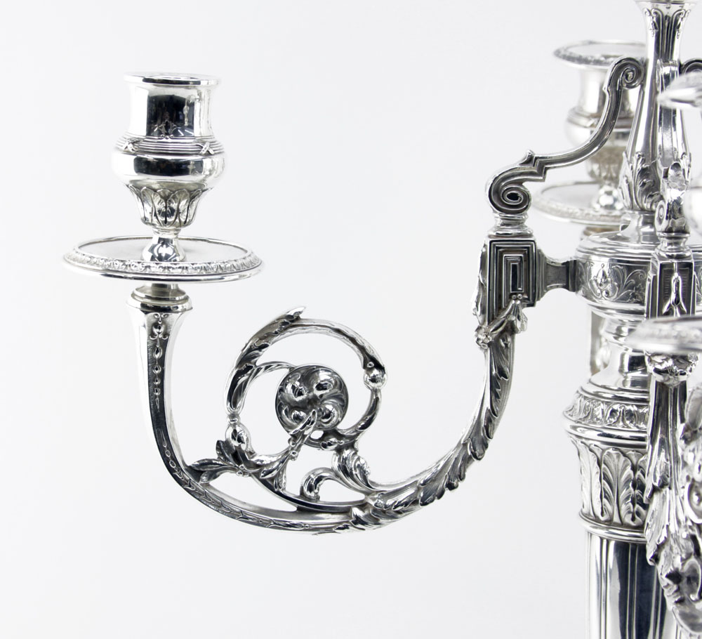 Impressive Pair Early 20th Century Gorham Spaulding & Co. Sterling Silver Candelabra.