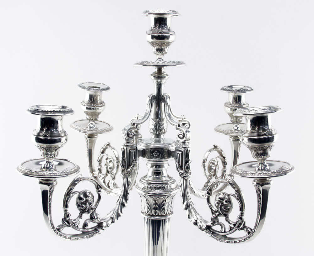 Impressive Pair Early 20th Century Gorham Spaulding & Co. Sterling Silver Candelabra.