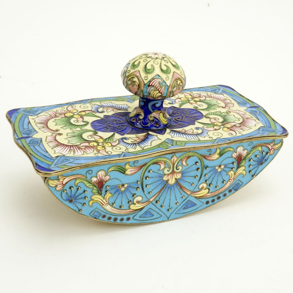 20th Century Russian 88 Silver and Cloisonne Enamel Blotter.