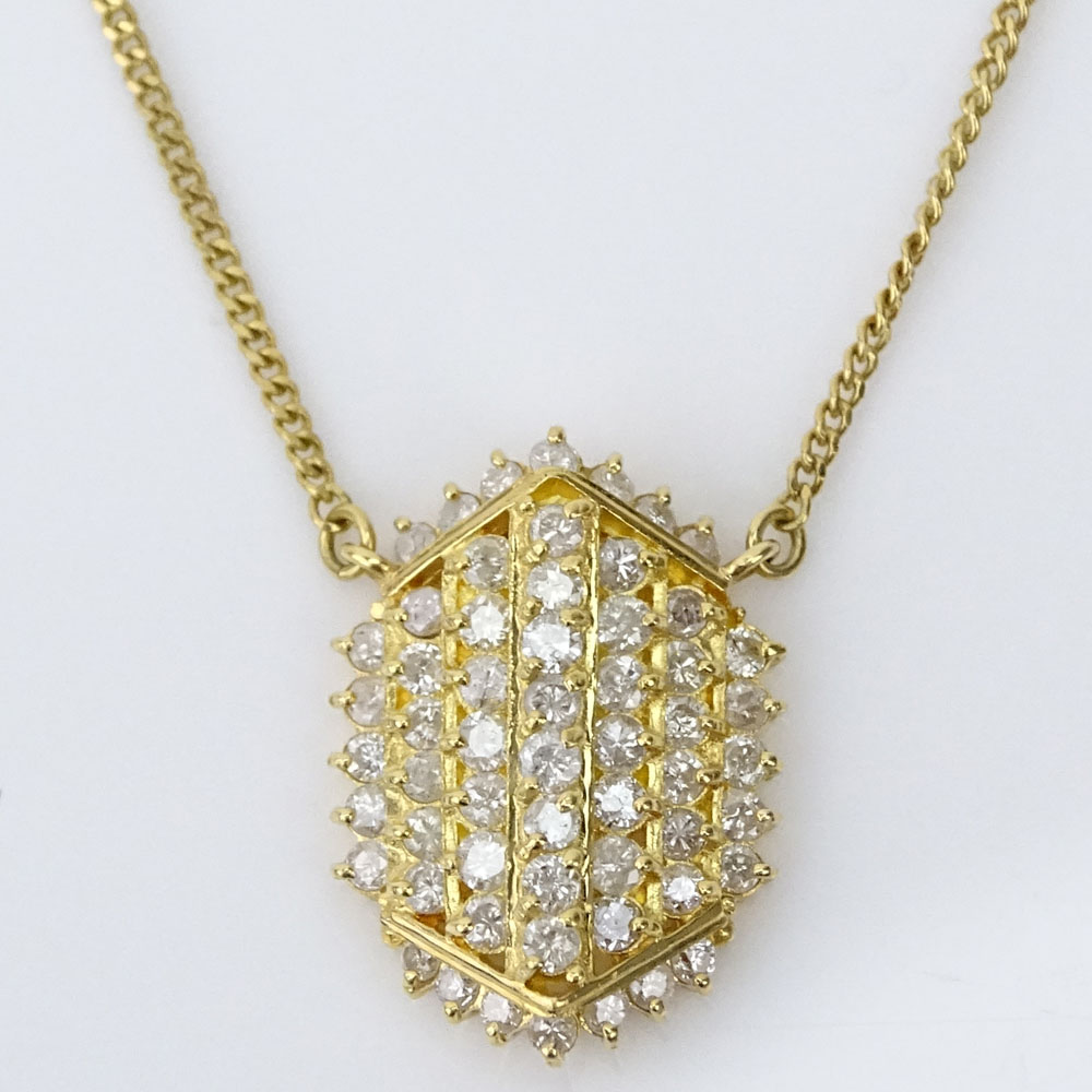 Approx. 1.05 Carat Round Brilliant Cut Diamond and 18 Karat Yellow Gold Pendant Necklace