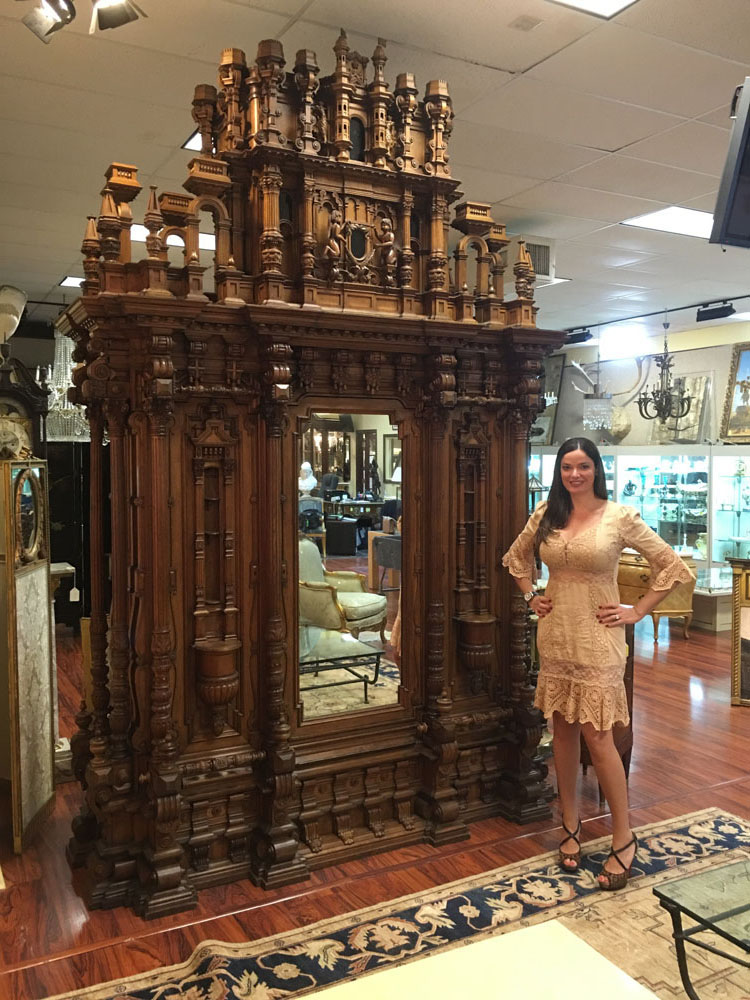 Extraordinary Russian 19th Century Palace Size  Renaissance style Carved Oak Armoire/Wardrobe