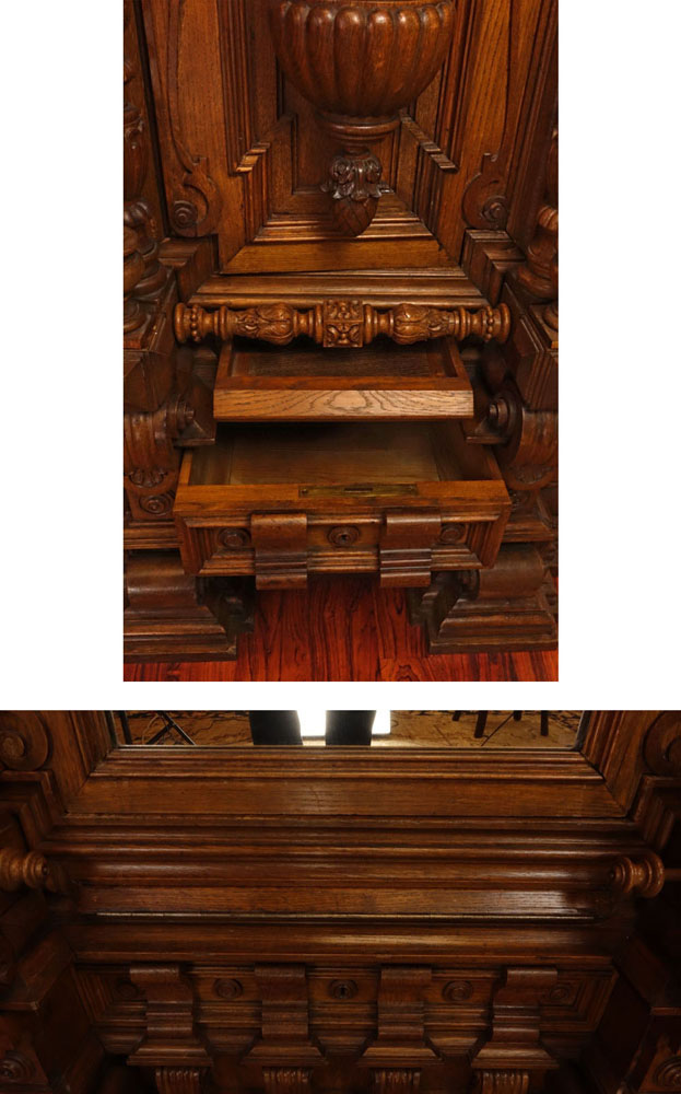 Extraordinary Russian 19th Century Palace Size  Renaissance style Carved Oak Armoire/Wardrobe