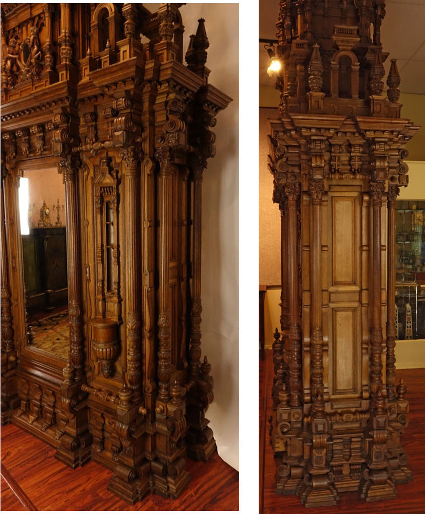 Extraordinary Russian 19th Century Palace Size  Renaissance style Carved Oak Armoire/Wardrobe