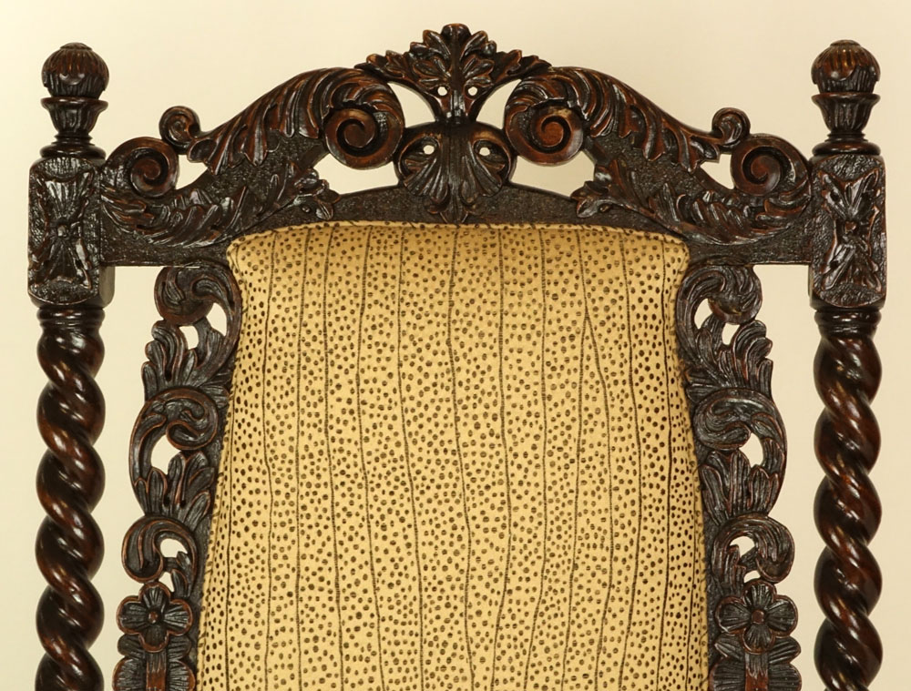 Magnificent Rare Set of Fourteen (14) 17/18th Century Dutch Carved Walnut Dining Chairs