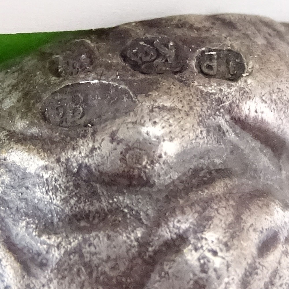 20th Century Russian 84 Silver Seated Elephant Figure on Nephrite Jade Base.