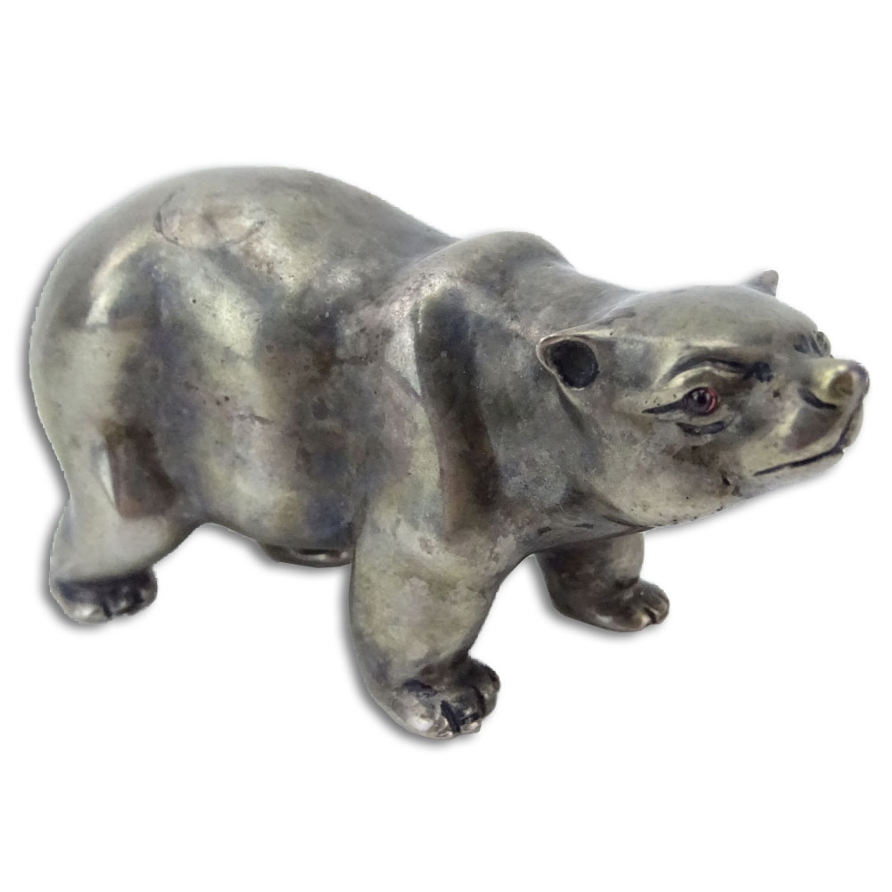 20th Century Russian 88 Silver Bear Figure