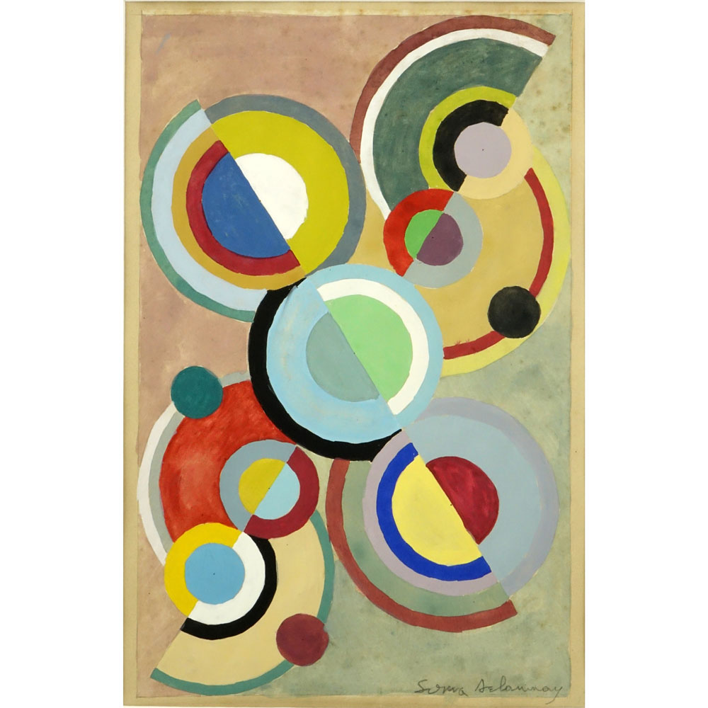 Sonia Delaunay-Terk, Ukrainian (1885-1979) Pencil and gouache on paper "Composition"