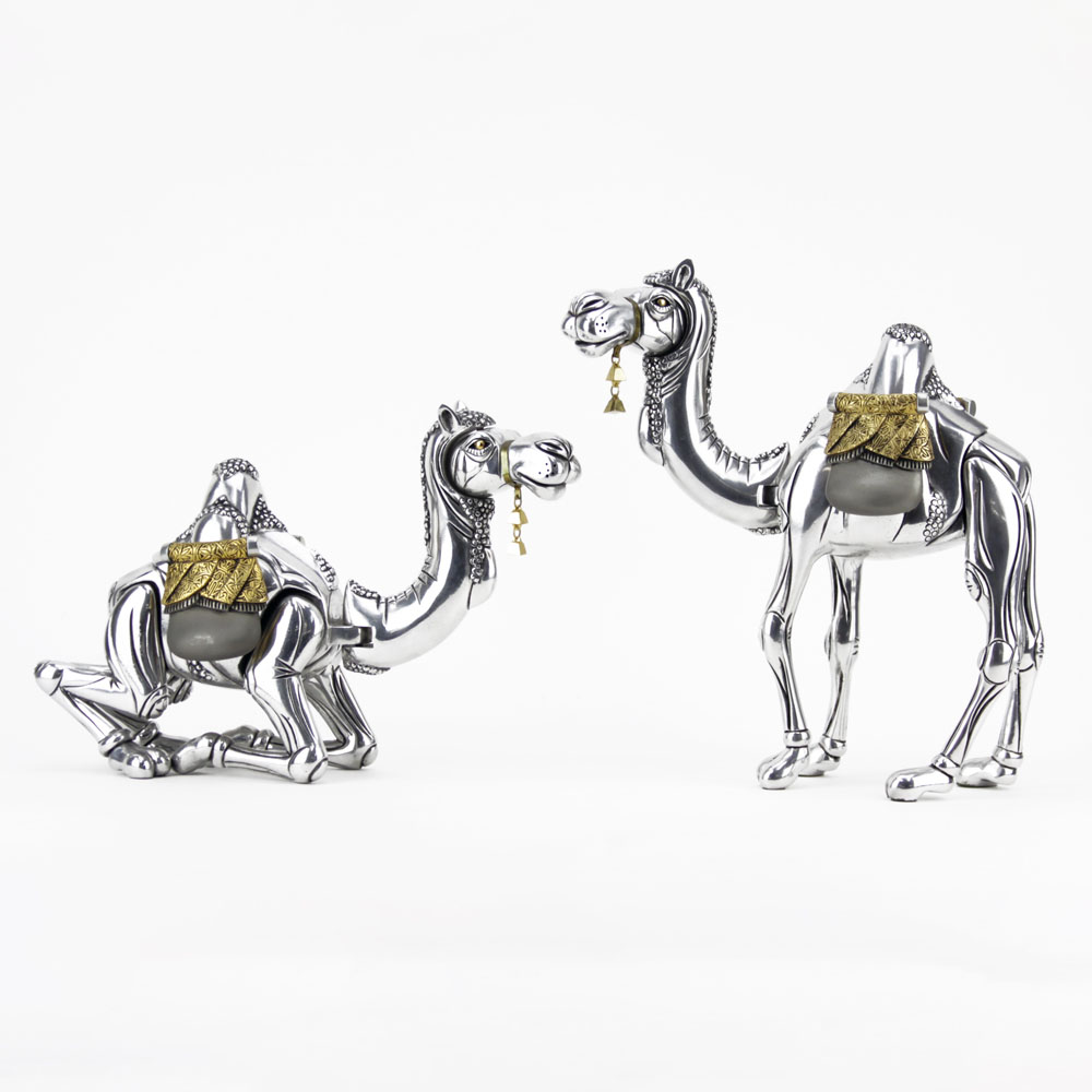 Two (2) Frank Meisler Sterling and Gold Plated Articulated Camels