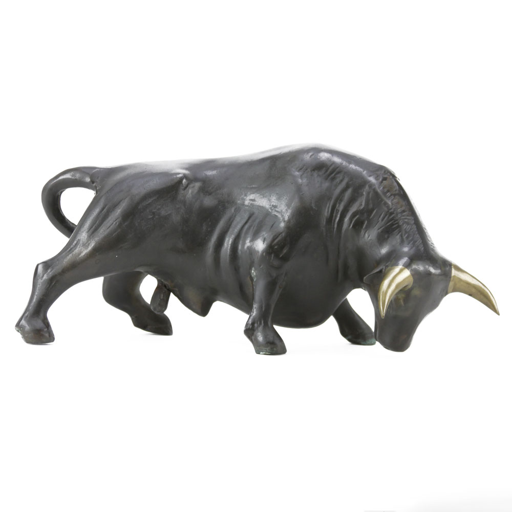 Modern Bronze Bull Sculpture