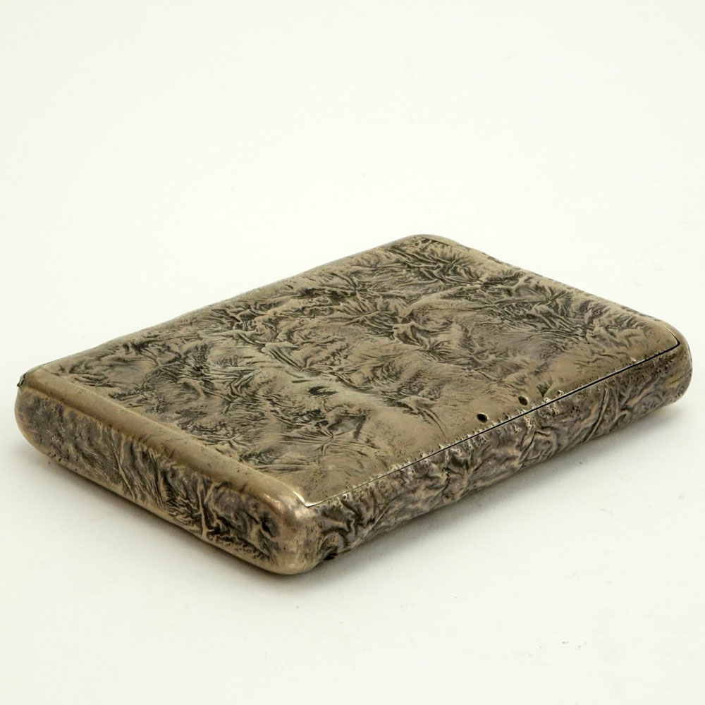 Antique Russian Heavy Silver Hinged Box with Relief Samorodok Design