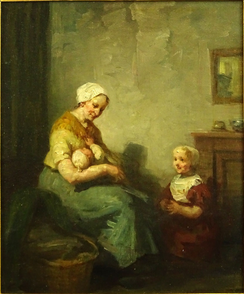 Bernardus Johannes Blommers, Dutch (1845-1914) Oil on canvas "Mother's Joy"