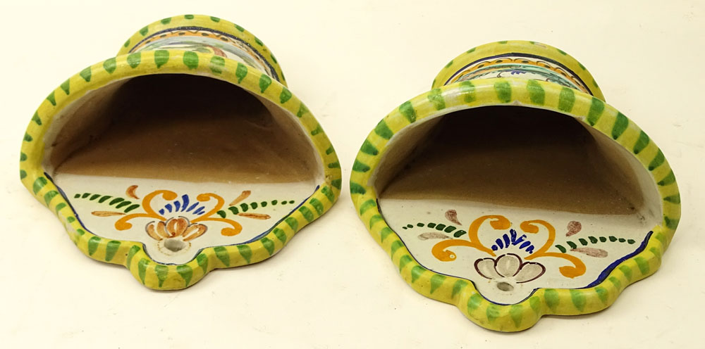 Pair of Vintage Spanish Majolica Wall Pockets