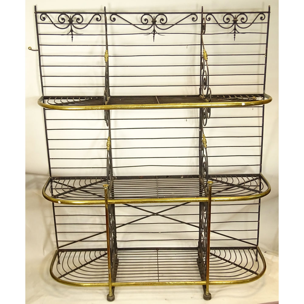 Large 19/20th Century French Iron and Brass Bakers Rack