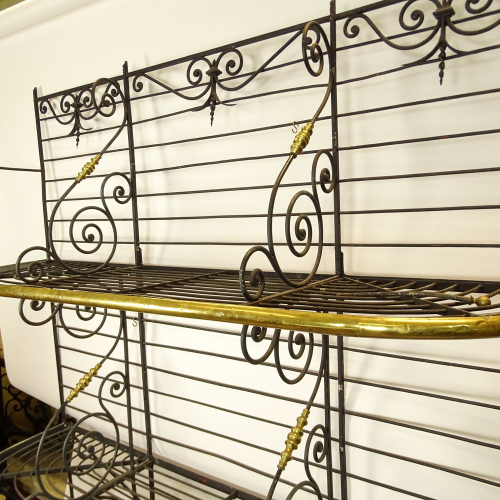 Large 19/20th Century French Iron and Brass Bakers Rack