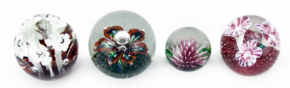 Lot of Four (4) Studio Art Glass Paperweights