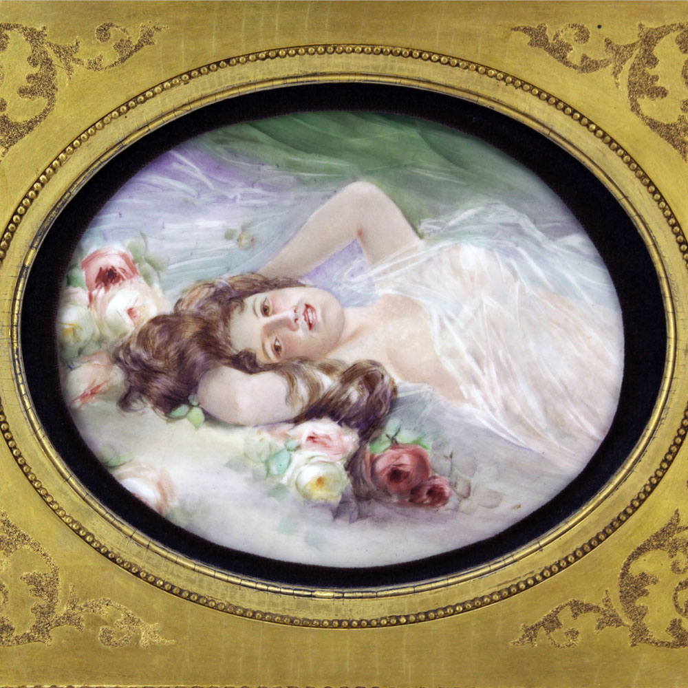 Antique Limoges Porcelain Plaque of a Beauty in Nature