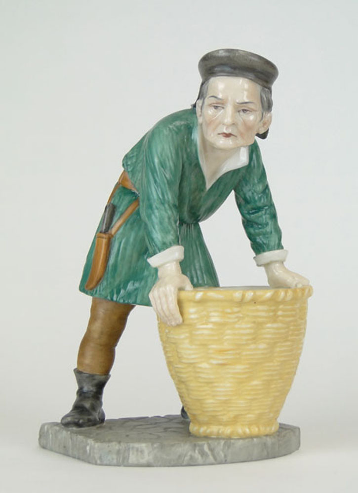 20th Century English Royal Worcester Painted Porcelain Figurine "Peasant with Basket"