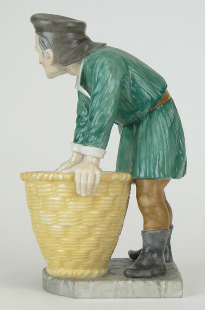 20th Century English Royal Worcester Painted Porcelain Figurine "Peasant with Basket"