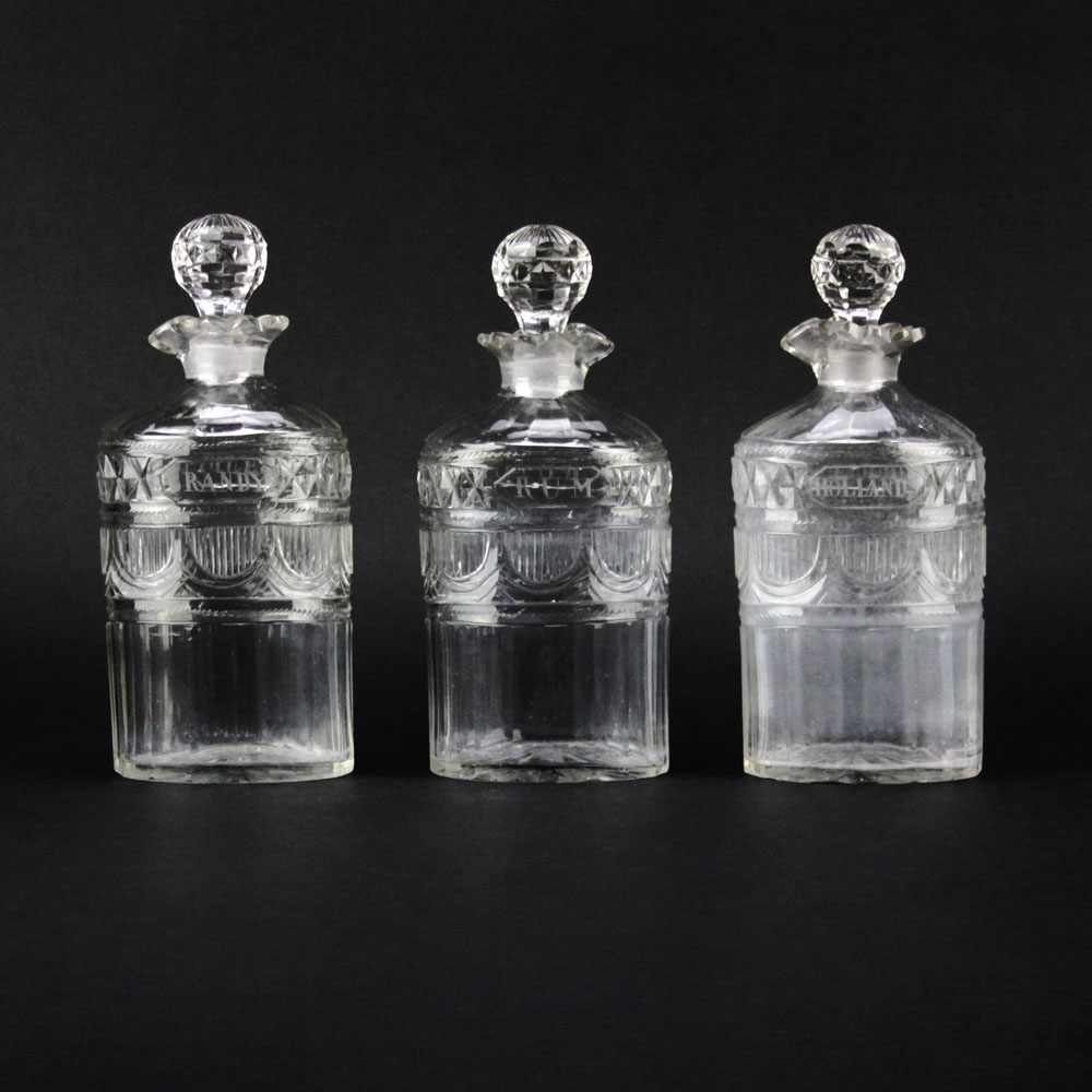 English Victorian Silver Plated and Crystal Tantalus/Cruet Set.