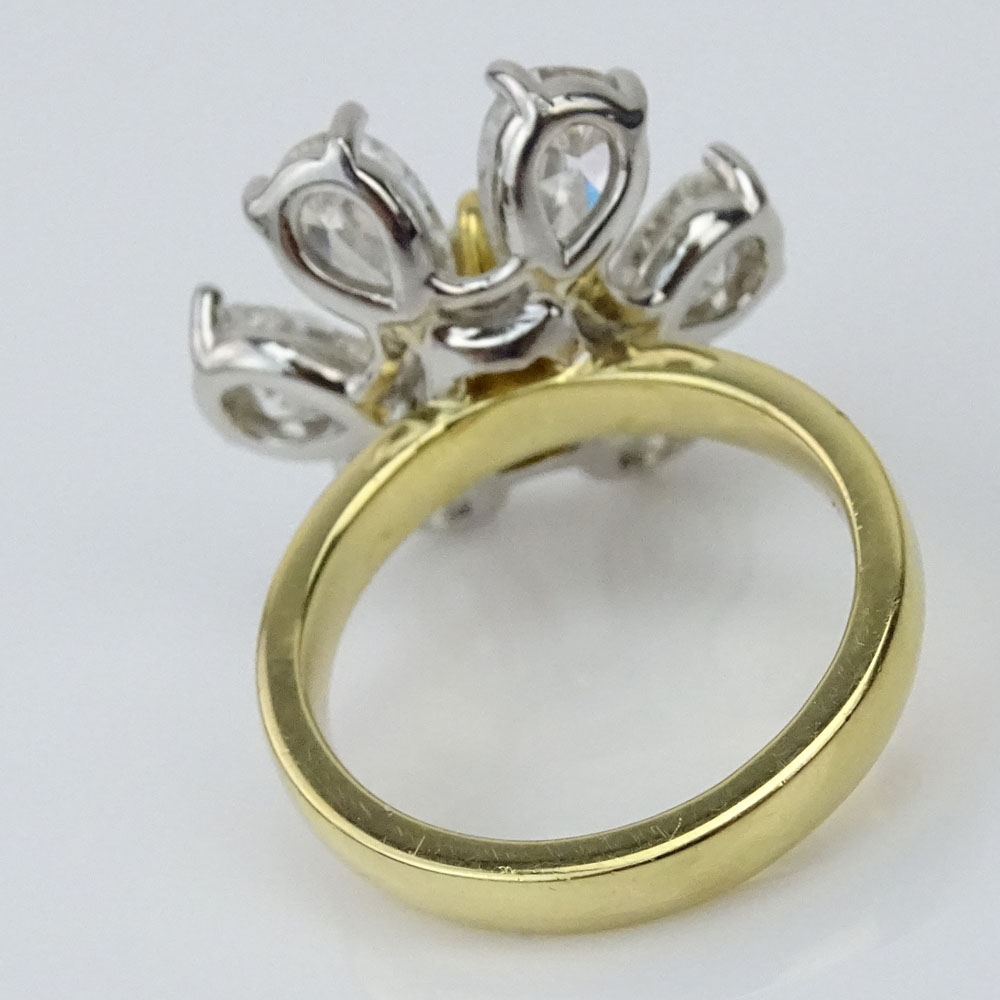 Approx. 5.25 Carat Diamond Platinum and 18 Karat Gold Flower Ring