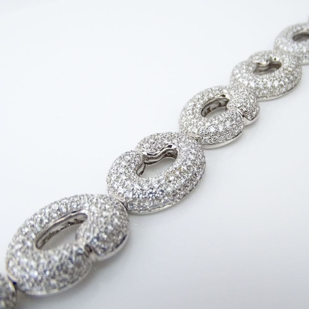 Stunning Modern Design Approx. 11.65 Carat 744 Micro Pave Set Round Brilliant Cut Diamond and 18 Karat White Gold Bracelet.