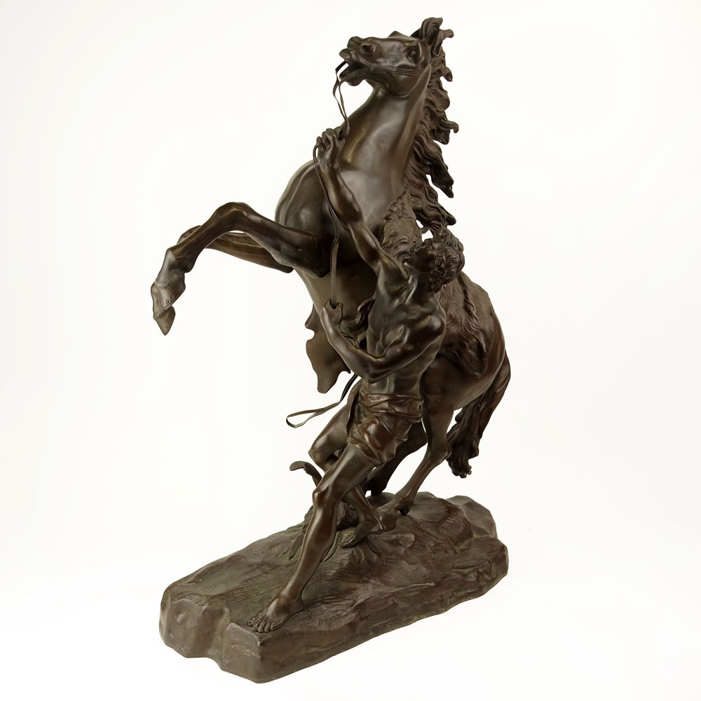 Late 19th Century French Bronze Marly Horse after: Guillaume Coustou the Younger, French (1716-1777). 