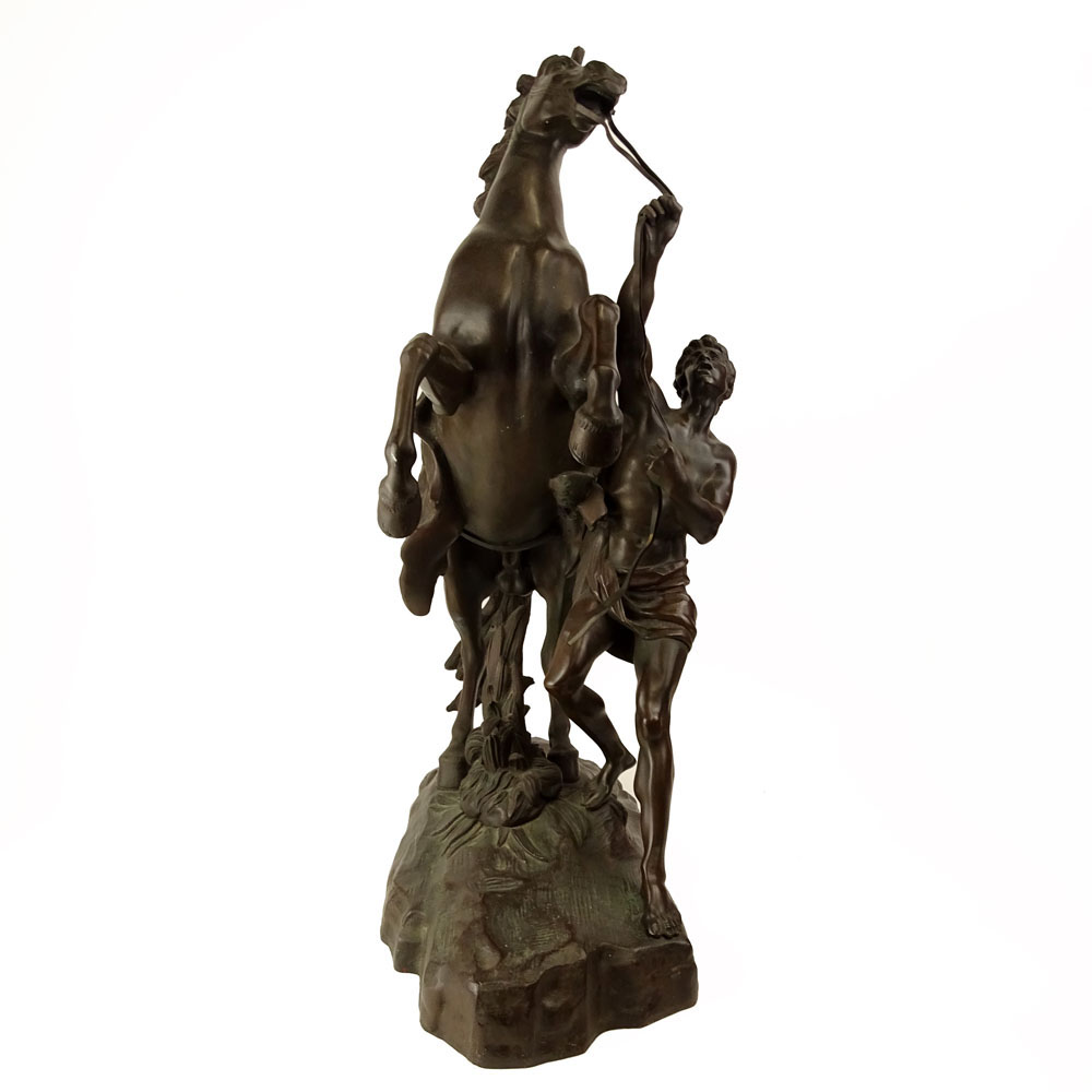 Late 19th Century French Bronze Marly Horse after: Guillaume Coustou the Younger, French (1716-1777). 