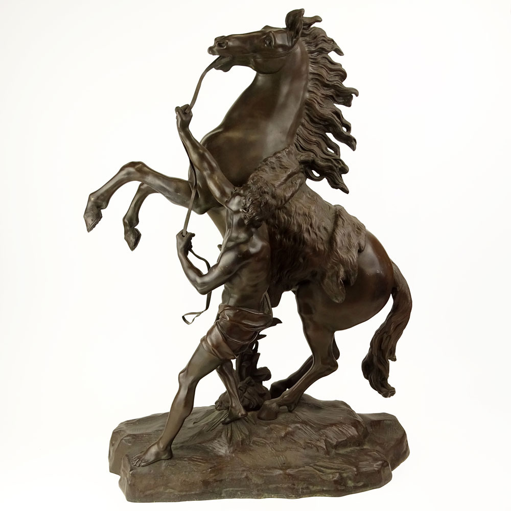 Late 19th Century French Bronze Marly Horse after: Guillaume Coustou the Younger, French (1716-1777). 