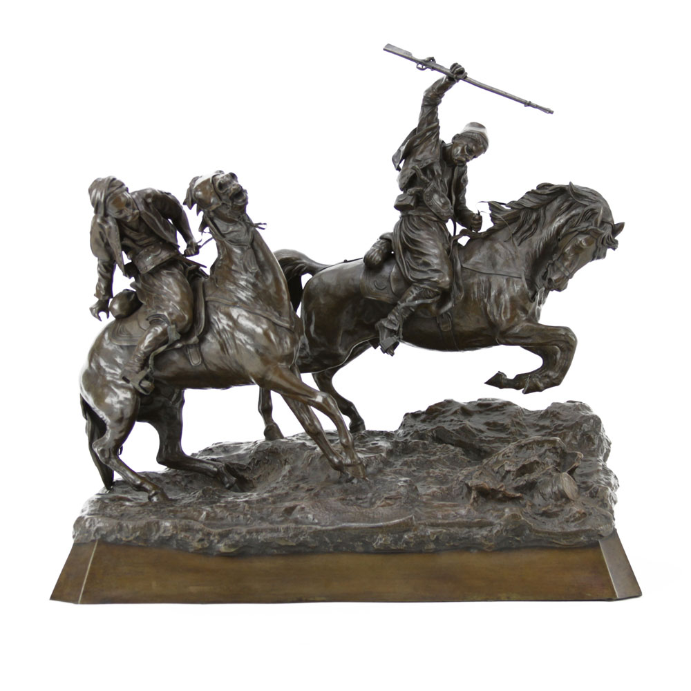 Vasili Yacovlevitch Grachev, Russian (1831-1905) Bronze group "Galloping Cherkessians" 