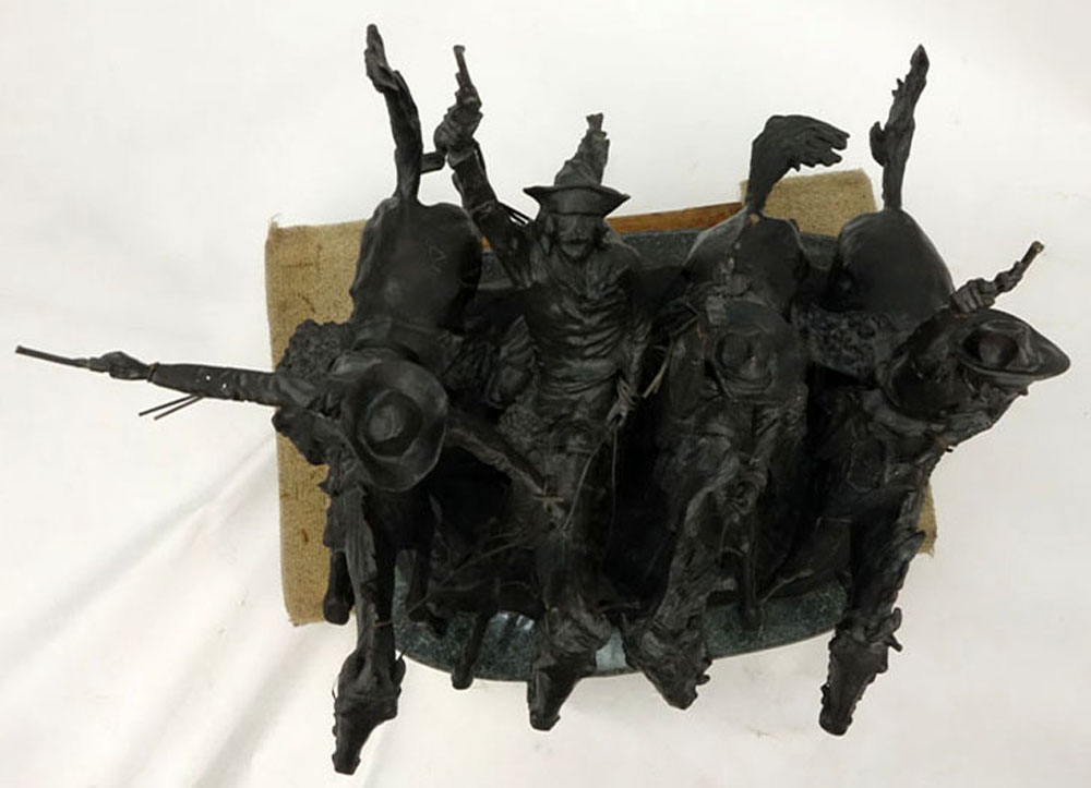 After: Frederic Remington Bronze Sculpture "Coming Through The Rye" on Marble Base. 