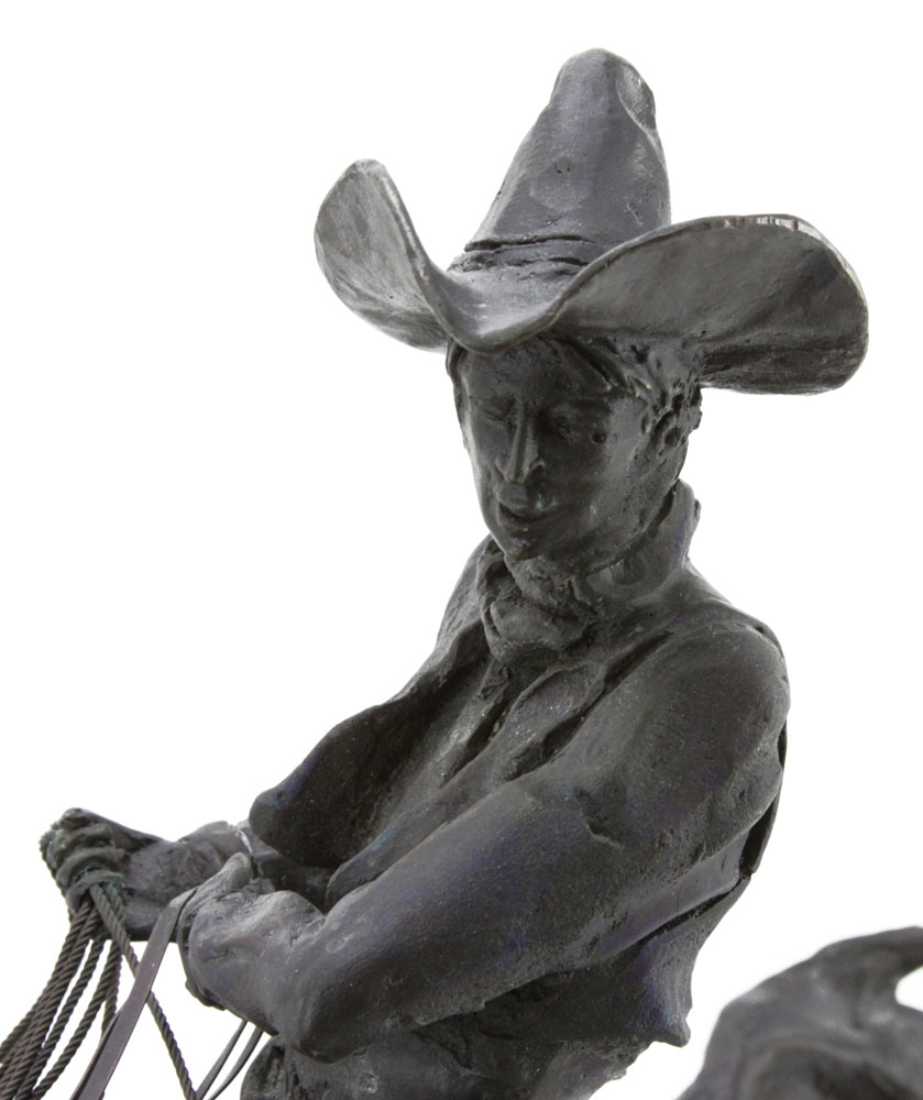 After: Charles Marion Russell (1864-1926) Bronze Old Western "Bolter" Sculpture on Marble Base.